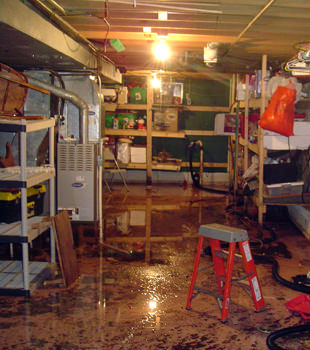 a flooded home in Canton